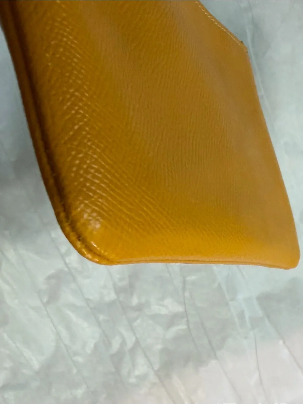Coach Gold Leather Wristlet with Silver Logo